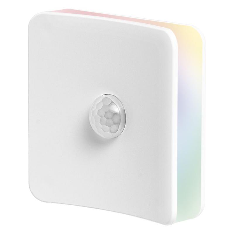 OSRAM Nachtlicht Square inkl. Tageslicht- und Bewegungssenso- RGB-Lichteffekt durch vier Lichtauslässe, eingebauter EU-Stecker, für Innenräume